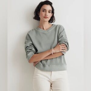 Madewell Waffle Knit Boxy Sweatshirt Tee in “Pale Eucalyptus” size small